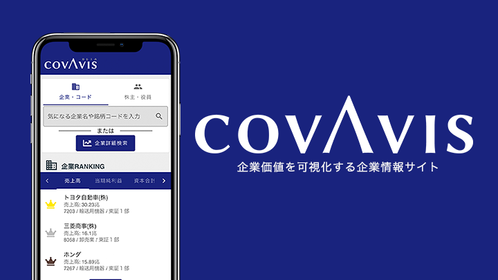 スマホで誰でも簡単に企業分析を「COVAVIS（コバビス）」の運営開始